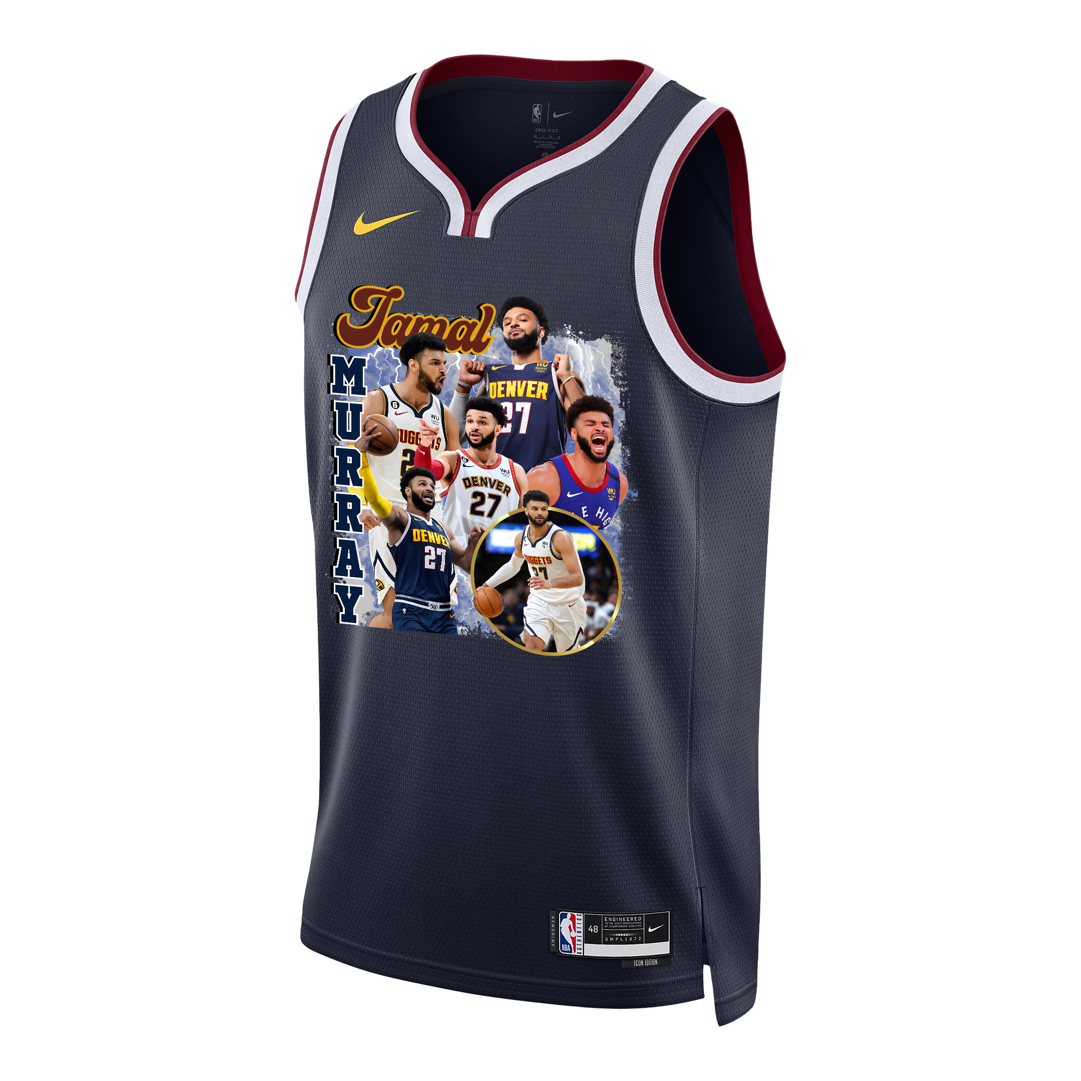Alternative view of Jamal Murray 27 Denver Nuggets Playmaking Maestro 2023 NBA Champions Swingman Jersey - Black - JS291 