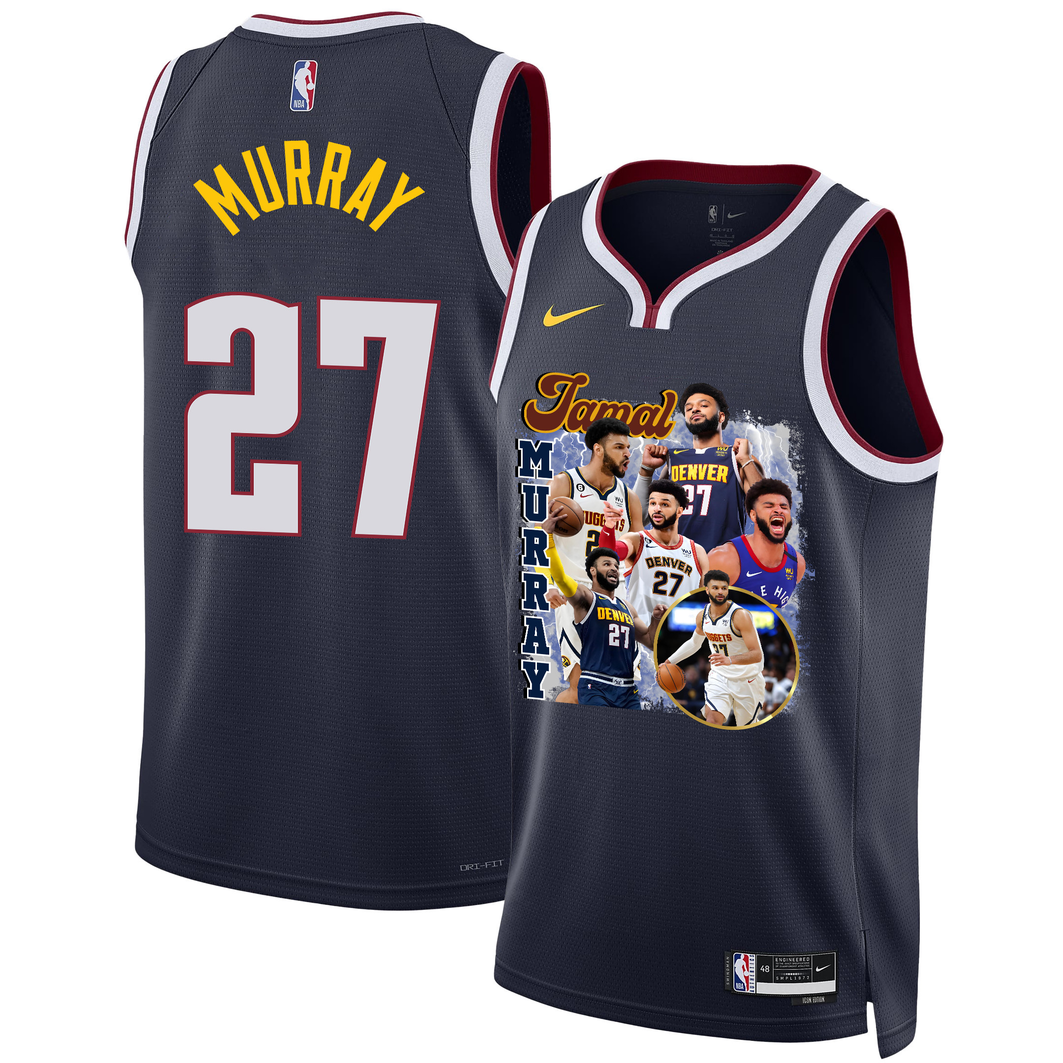Jamal Murray 27 Denver Nuggets Playmaking Maestro 2023 NBA Champions Swingman Jersey - Black - JS291 