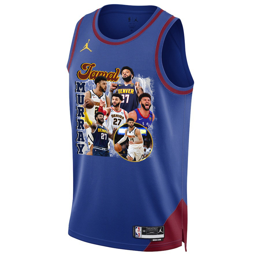 Alternative view of Jamal Murray 27 Denver Nuggets Playmaking Maestro 2023 NBA Champions Swingman Jersey - Blue - JS812 