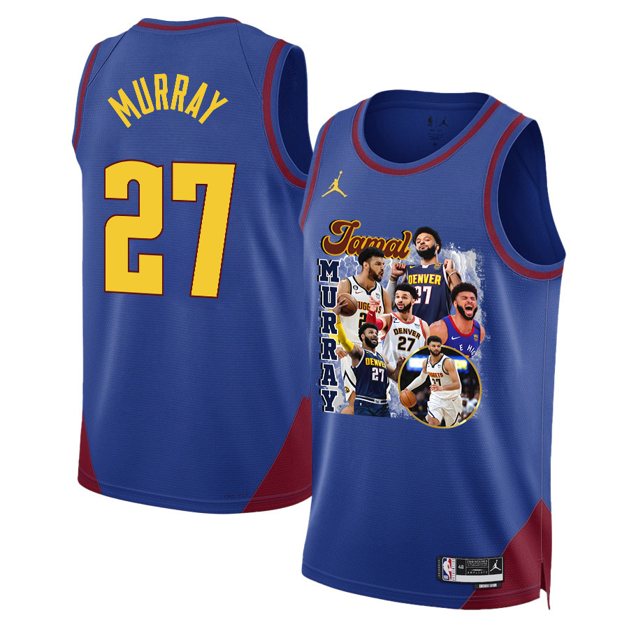 Jamal Murray 27 Denver Nuggets Playmaking Maestro 2023 NBA Champions Swingman Jersey - Blue - JS812 