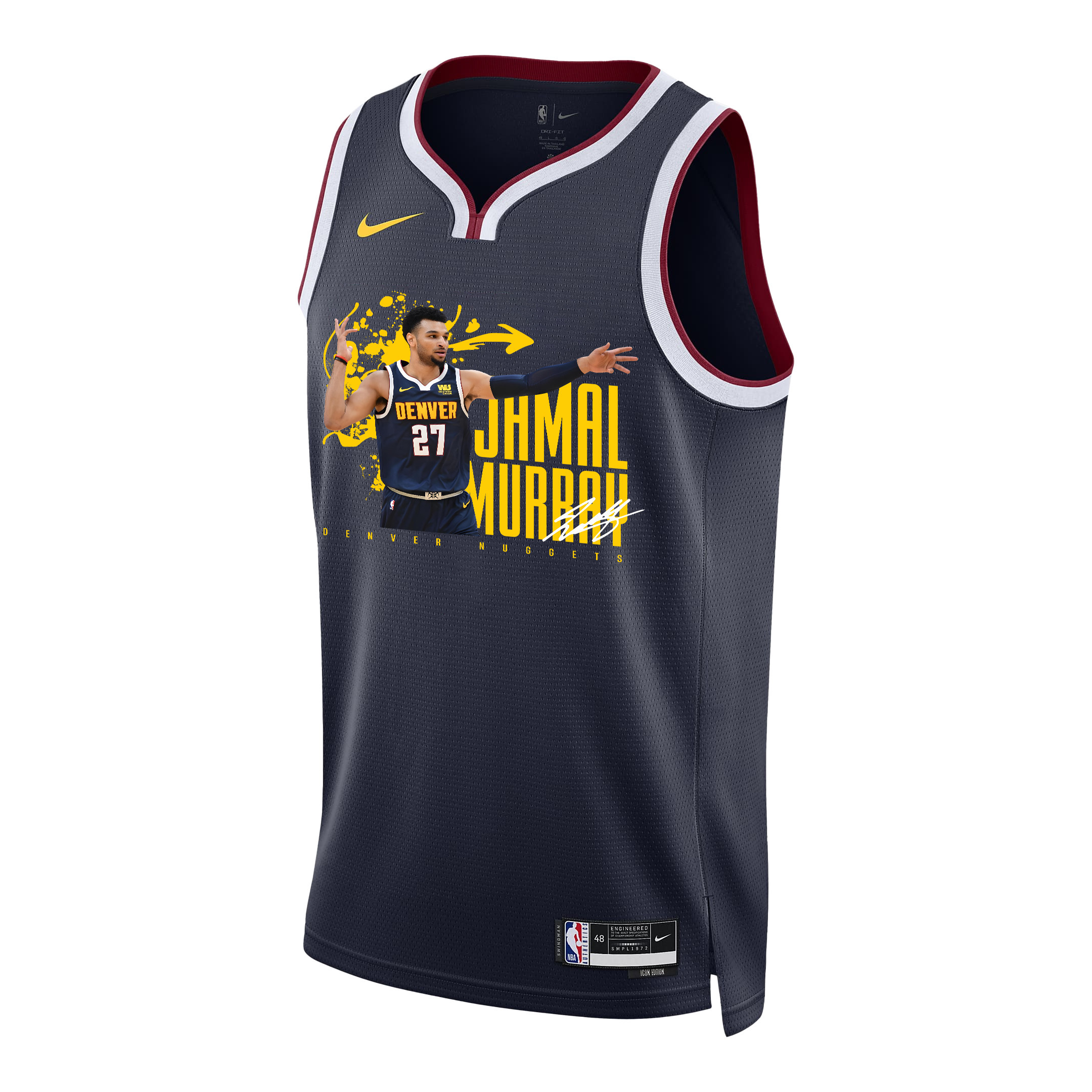 Alternative view of Jamal Murray 27 Denver Nuggets Rising Star 2023 NBA Champions Swingman Jersey - Black - JS908 