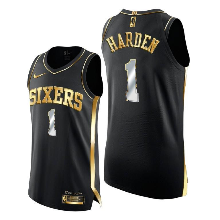 James Harden 1 Philadelphia 76ers Golden Edition Black Jersey - Men Jersey - JS762 