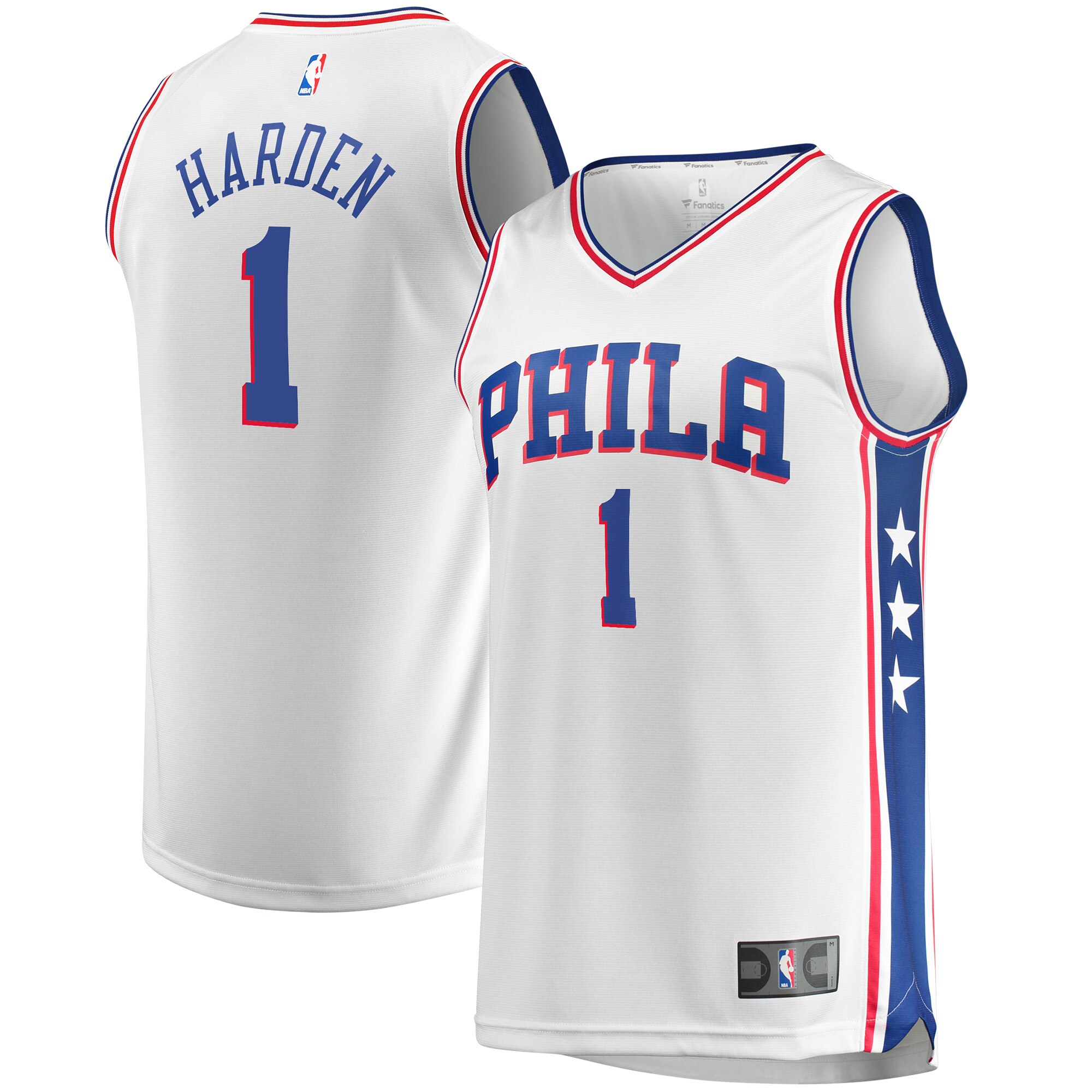 Alternative view of James Harden Philadelphia 76ers Fanatics Branded Fast Break Replica Jersey - Association Edition - White