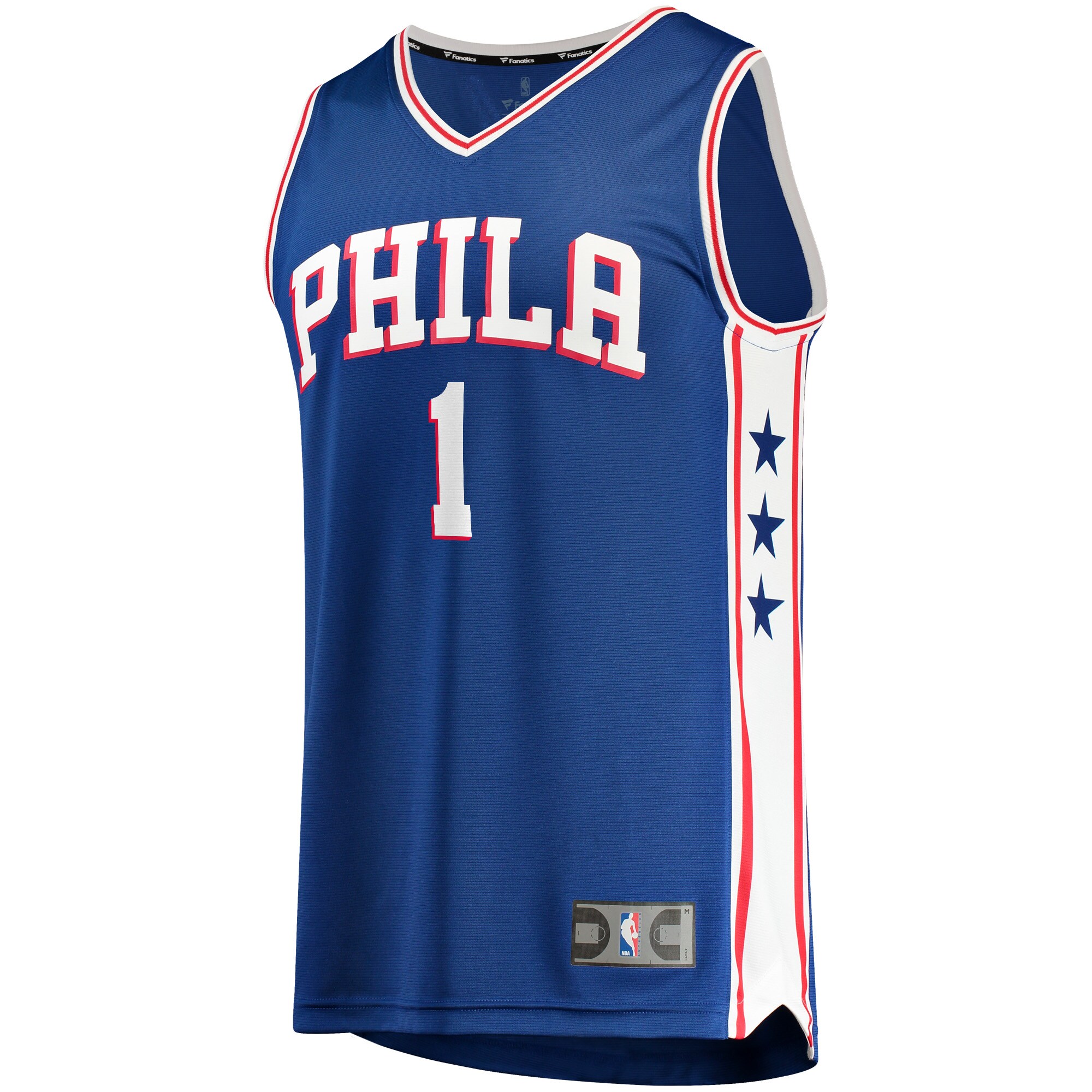 Alternative view of James Harden Philadelphia 76ers Fanatics Fast Break Replica Player Jersey Royal - Icon Edition