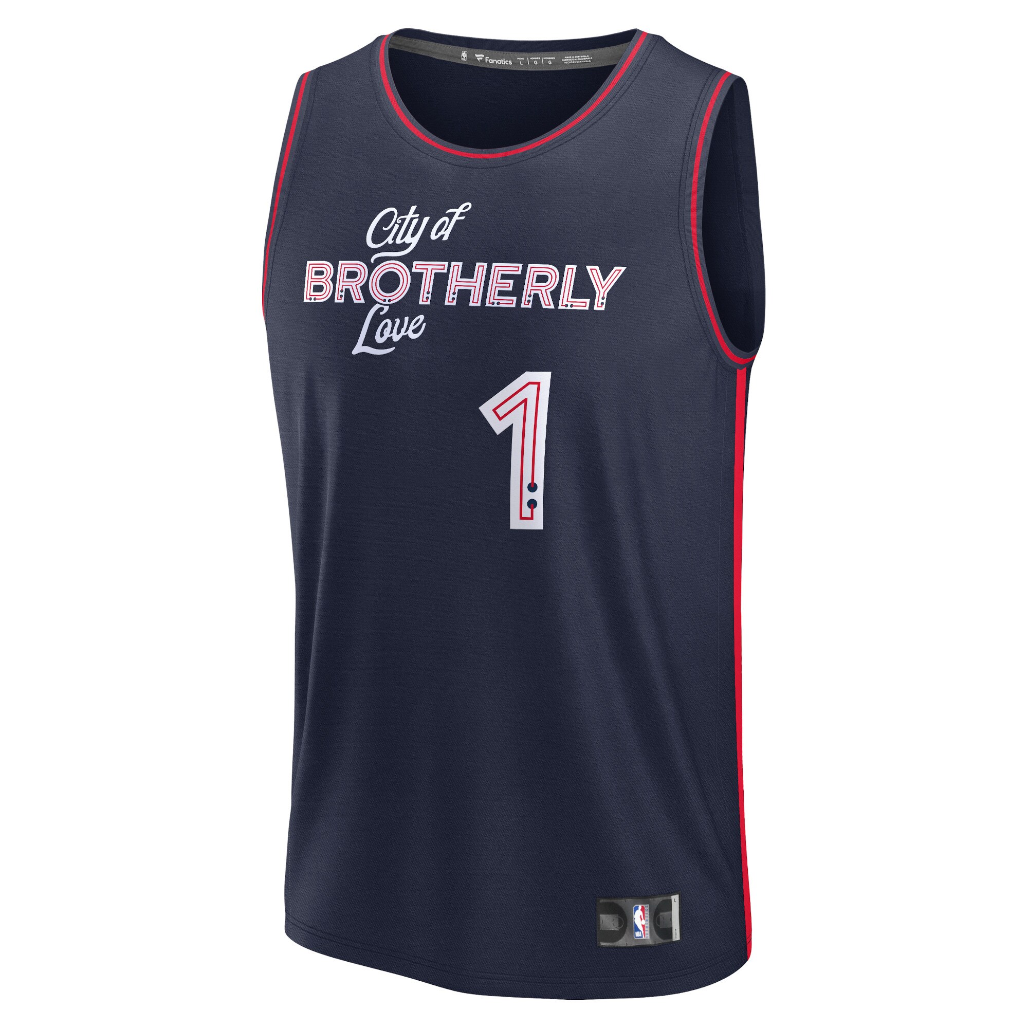 Alternative view of James Harden Philadelphia 76ers Fanatics Youth Fast Break Jersey - Navy - City Edition
