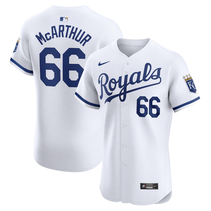 James McArthur 66 Kansas City Royals Home Elite Player Men Jersey - White 