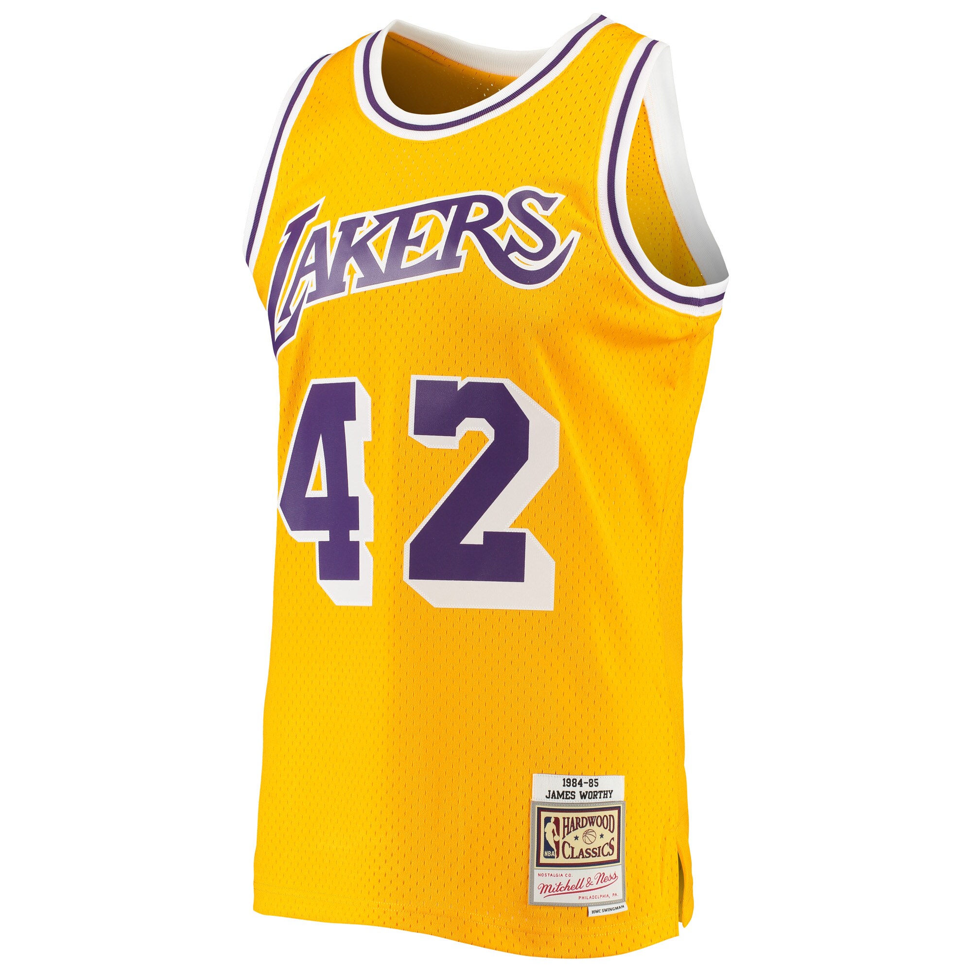 Alternative view of James Worthy Los Angeles Lakers Mitchell & Ness 1984/85 Hardwood Classics Swingman Jersey - Gold