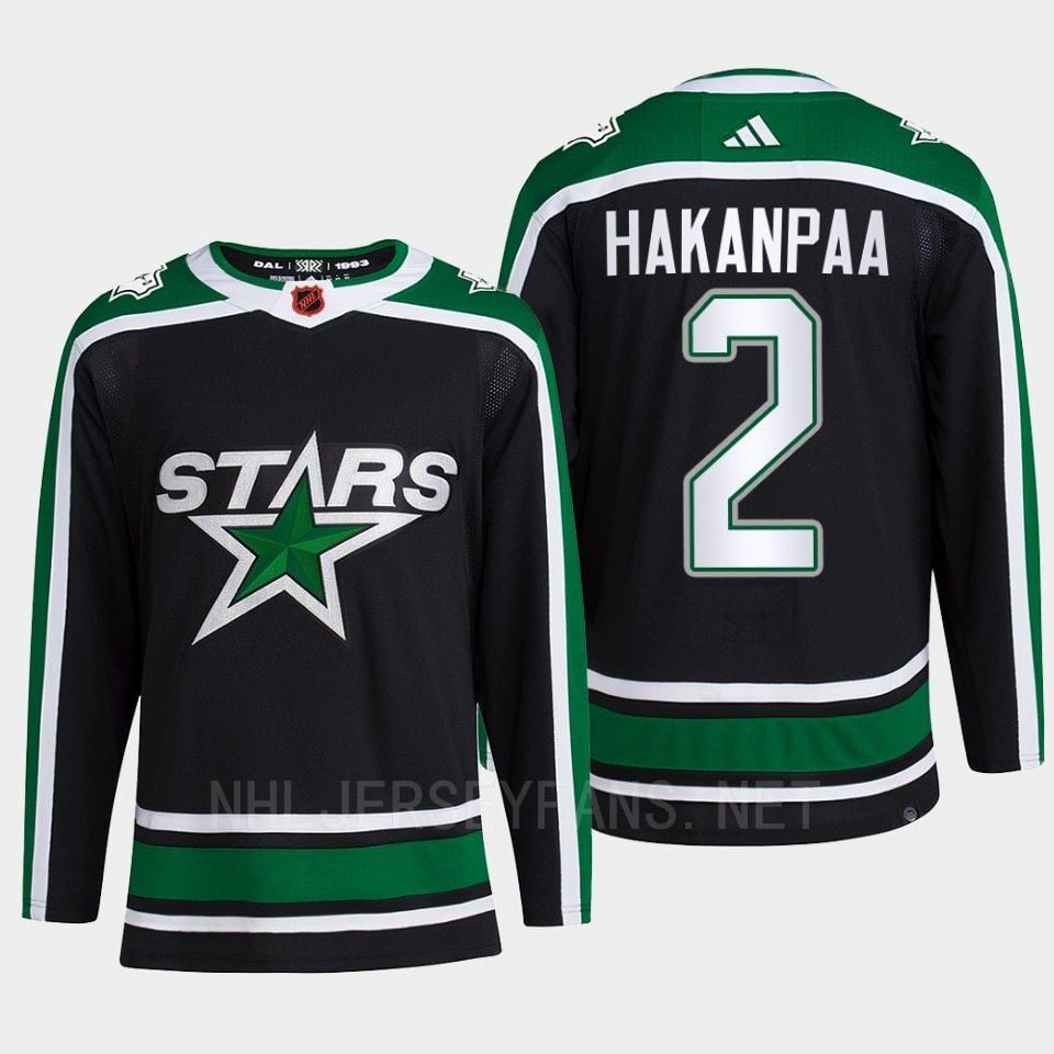 Jani Hakanpaa 2 Reverse Retro 2.0 Dallas Stars 2022 Black Jersey Pro Primegreen - JS825 
