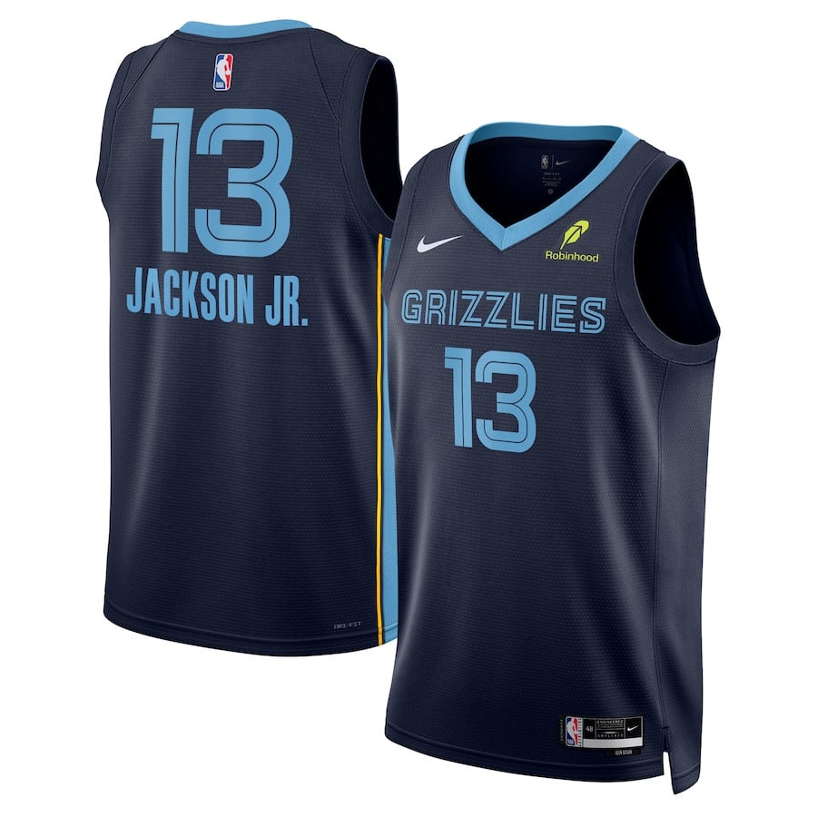 Jaren Jackson Jr. 13 Memphis Grizzlies Unisex Swingman Badge Player Jersey - Icon Edition - Navy - JS319 
