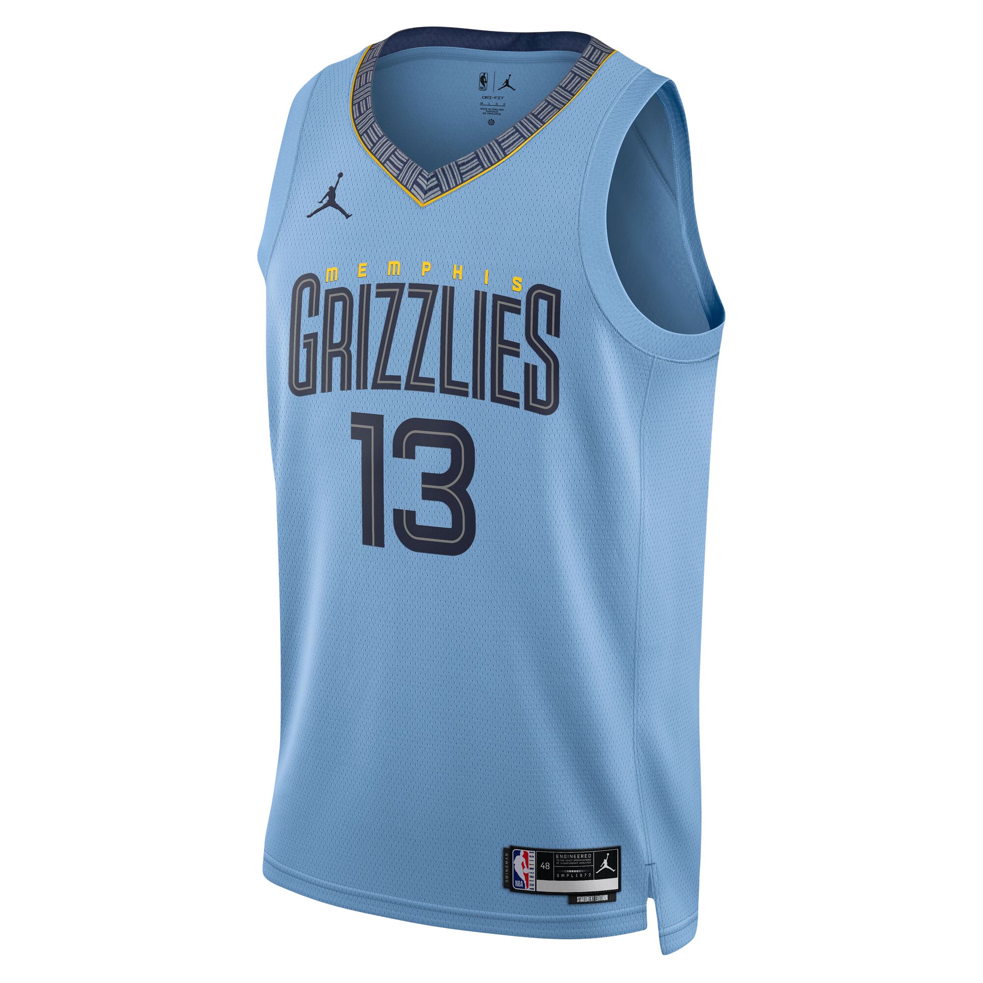 Alternative view of Jaren Jackson Jr. Memphis Grizzlies Jordan Brand Unisex Swingman Jersey - Statement Edition - Light Blue