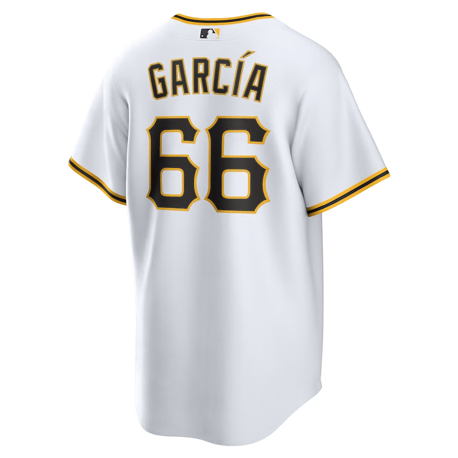 Alternative view of Jarlín García 66 Pittsburgh Pirates Home Men Jersey - White 