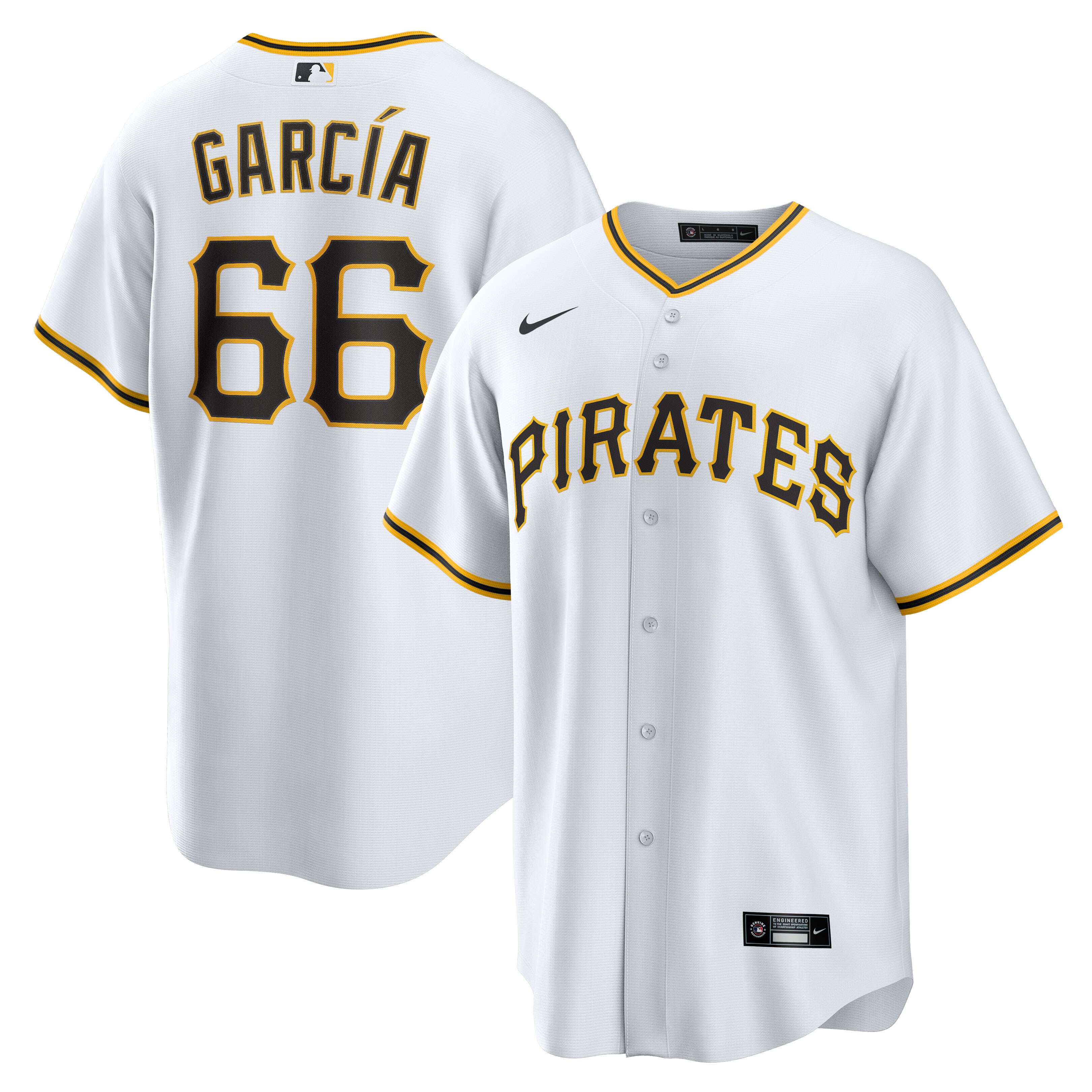Alternative view of JarlÃƒÆ’Ã‚Â­n GarcÃƒÆ’Ã‚Â­a Pittsburgh Pirates Home Replica Player Jersey - White