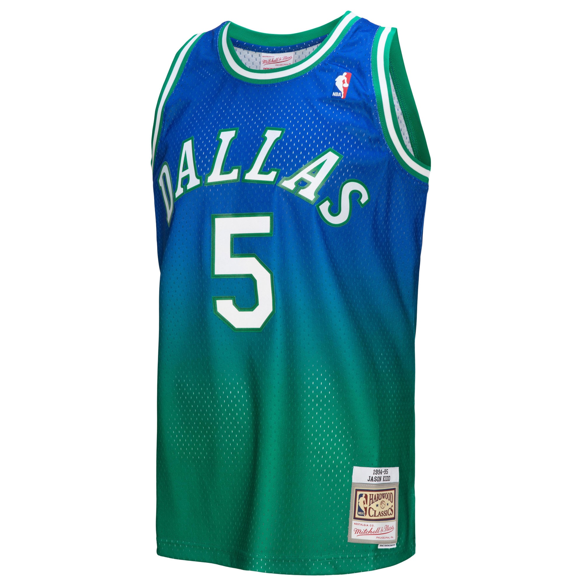 Alternative view of Jason Kidd Dallas Mavericks Mitchell & Ness 1994/95 Hardwood Classics Fadeaway Swingman Player Jersey - Green/navy
