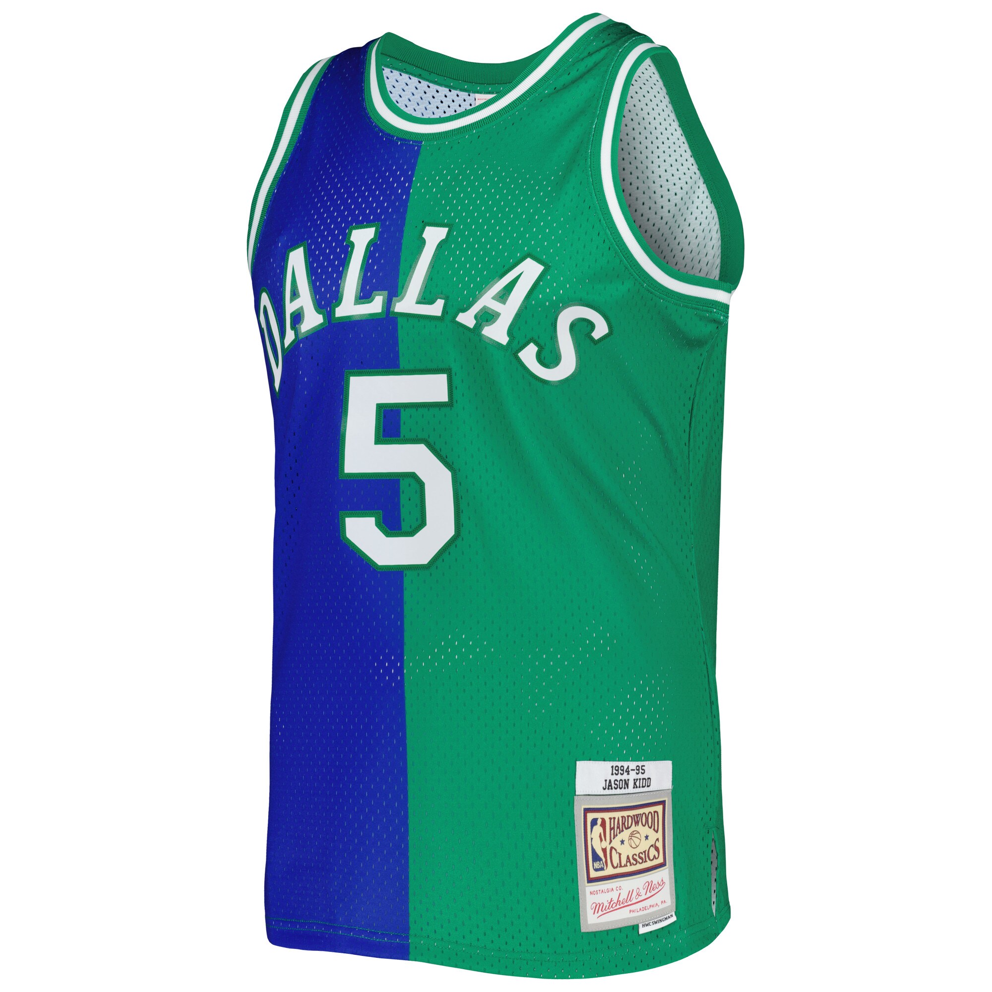 Alternative view of Jason Kidd Dallas Mavericks Mitchell & Ness Hardwood Classics 1994/95 Split Swingman Jersey - Blue/green