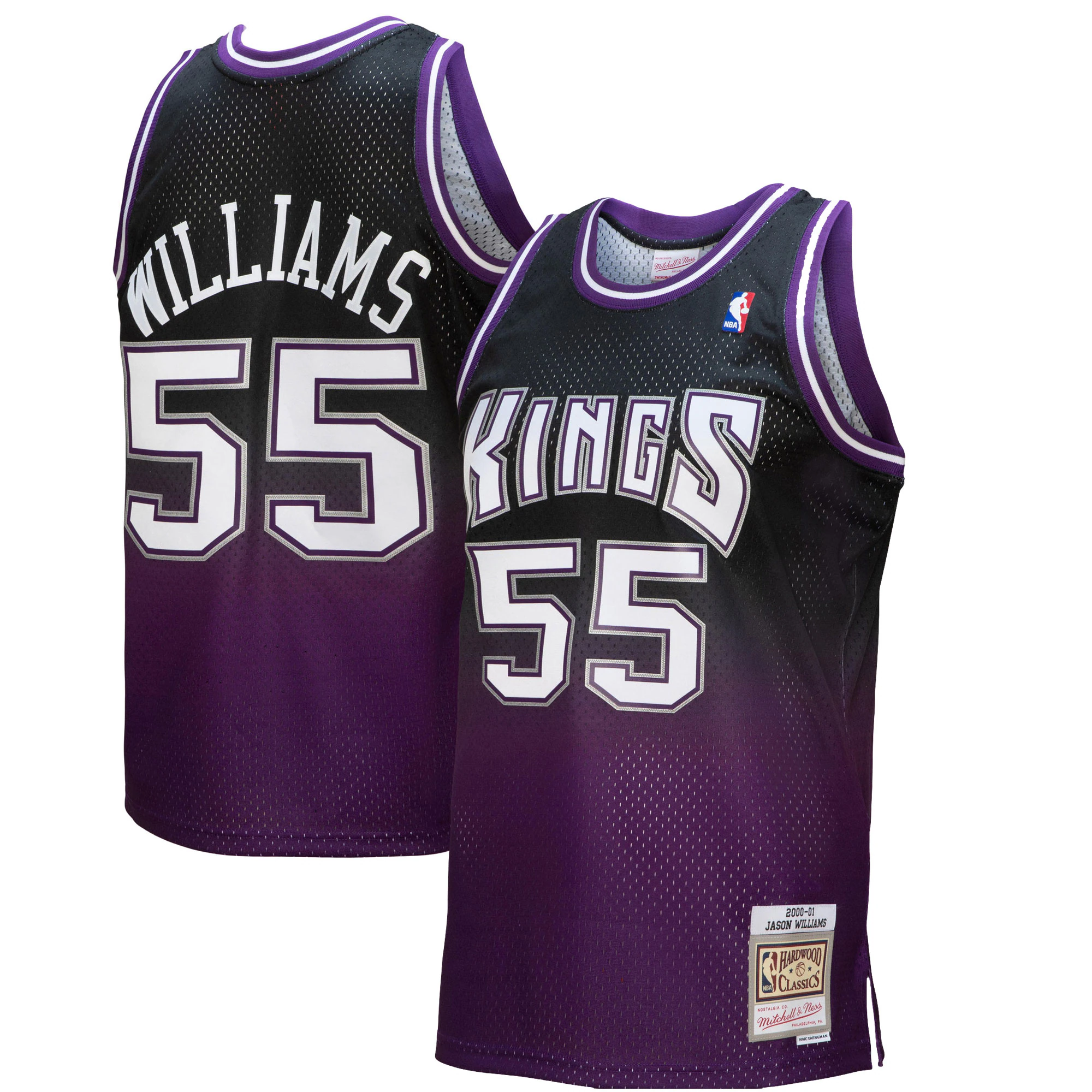 Jason Williams Sacramento Kings Mitchell & Ness 2000/01 Hardwood Classics Fadeaway Swingman Player Jersey - Purple/black