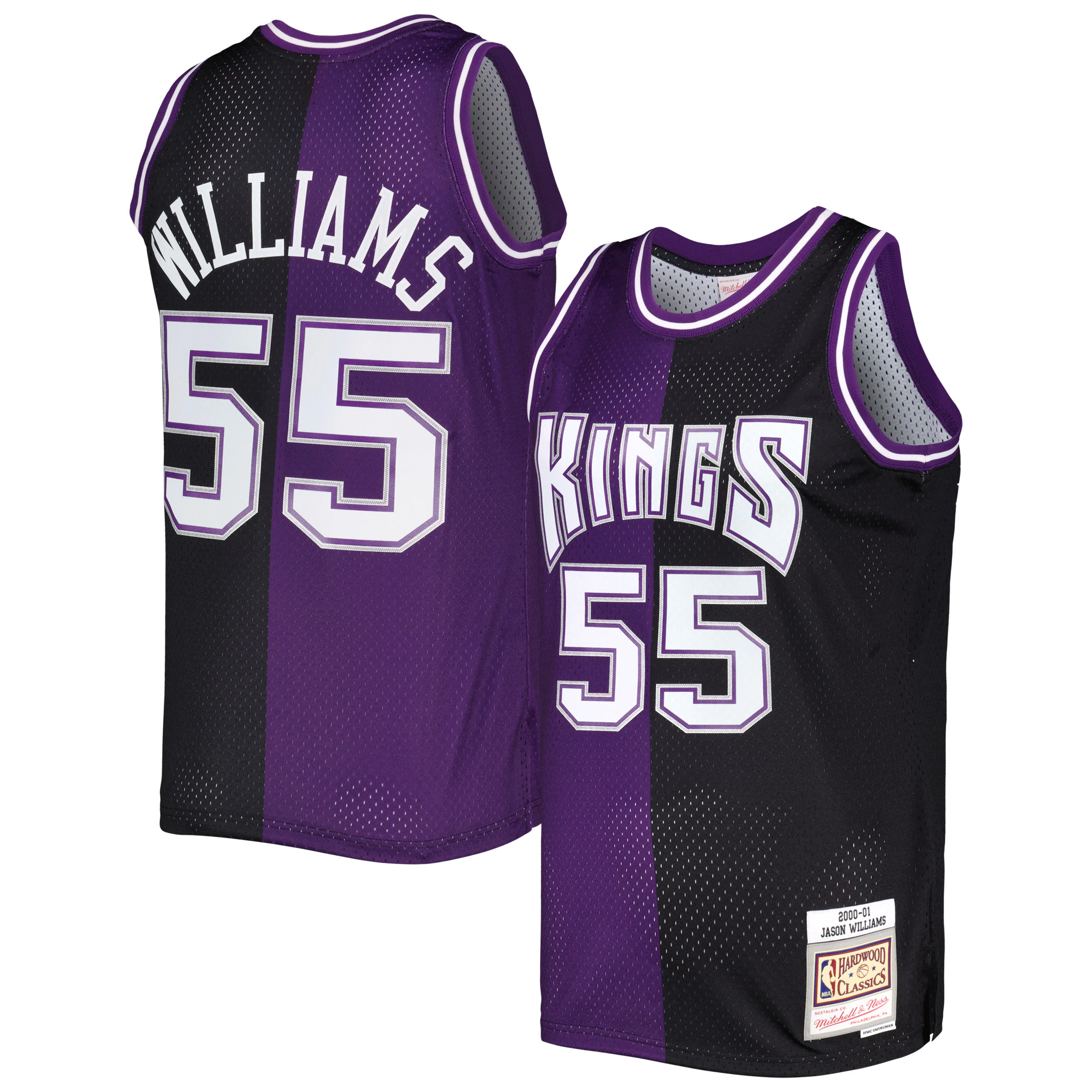 Jason Williams Sacramento Kings Mitchell & Ness Hardwood Classics 2000/01 Split Swingman Jersey - Purple/black