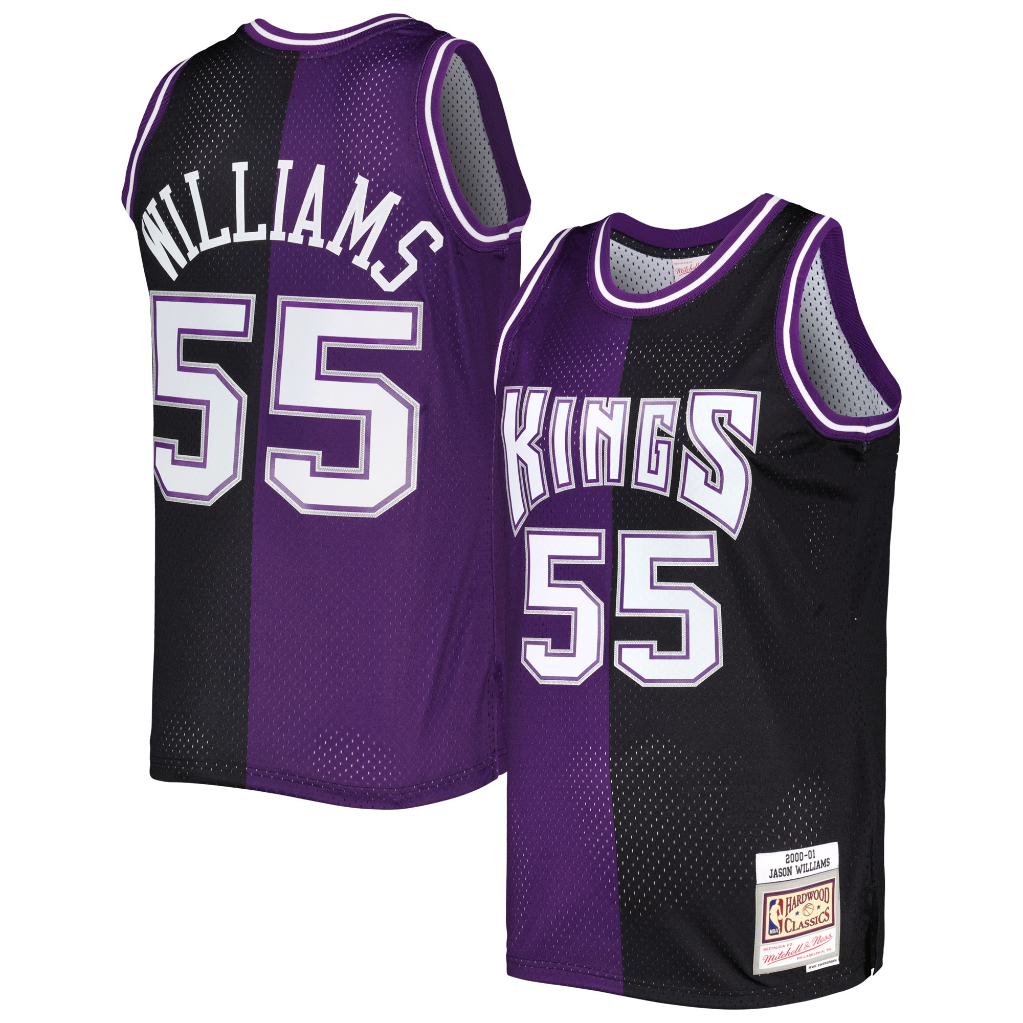 Jason Williams Sacramento Kings Mitchell & Ness Hardwood Classics 2000/01 Split Swingman Jersey - Purple/black