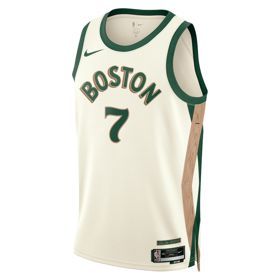 Alternative view of Jaylen Brown 7 Boston Celtics 2023/24 City Edition Swingman Jersey - White - JS584