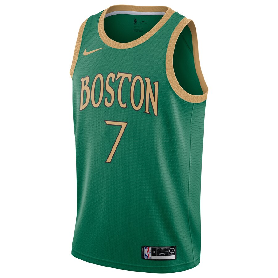 Alternative view of Jaylen Brown Boston Celtics 2019/20 Finished Swingman Jersey Green - City Edition