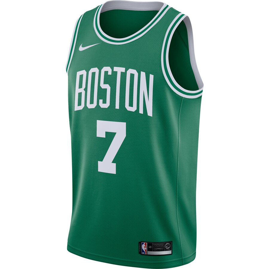 Alternative view of Jaylen Brown Boston Celtics Swingman Jersey Green - Icon Edition