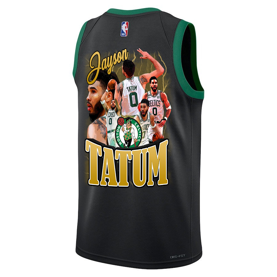 Alternative view of Jayson Tatum 0 Best Moments At Boston Celtics 2024 Statement Edition Jersey - Final Champions Patch - Black - JS580