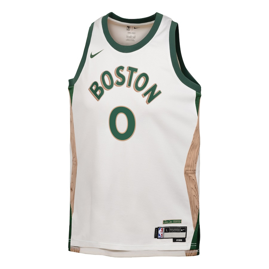 Alternative view of Jayson Tatum 0 Boston Celtics 2023/24 City Edition Swingman YOUTH Jersey - White - JS242