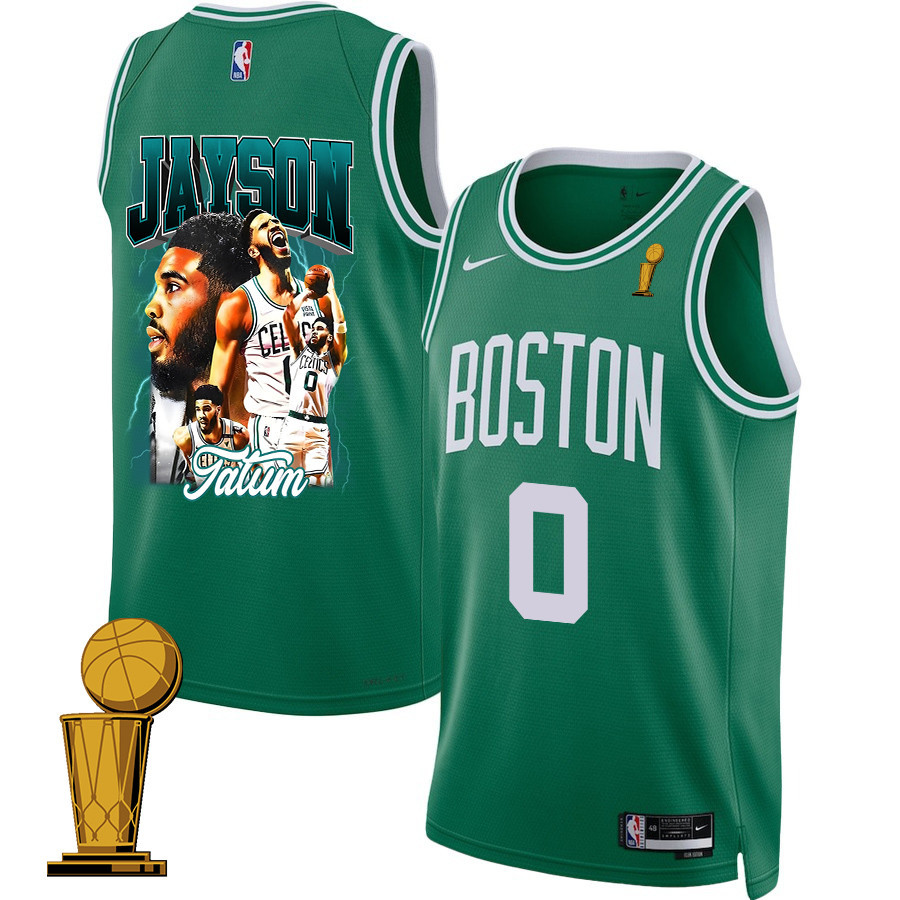 Jayson Tatum 0 Boston Celtics 2024 Legacy of The Legend Icon Edition Jersey - Final Champions Patch - Green - JS562