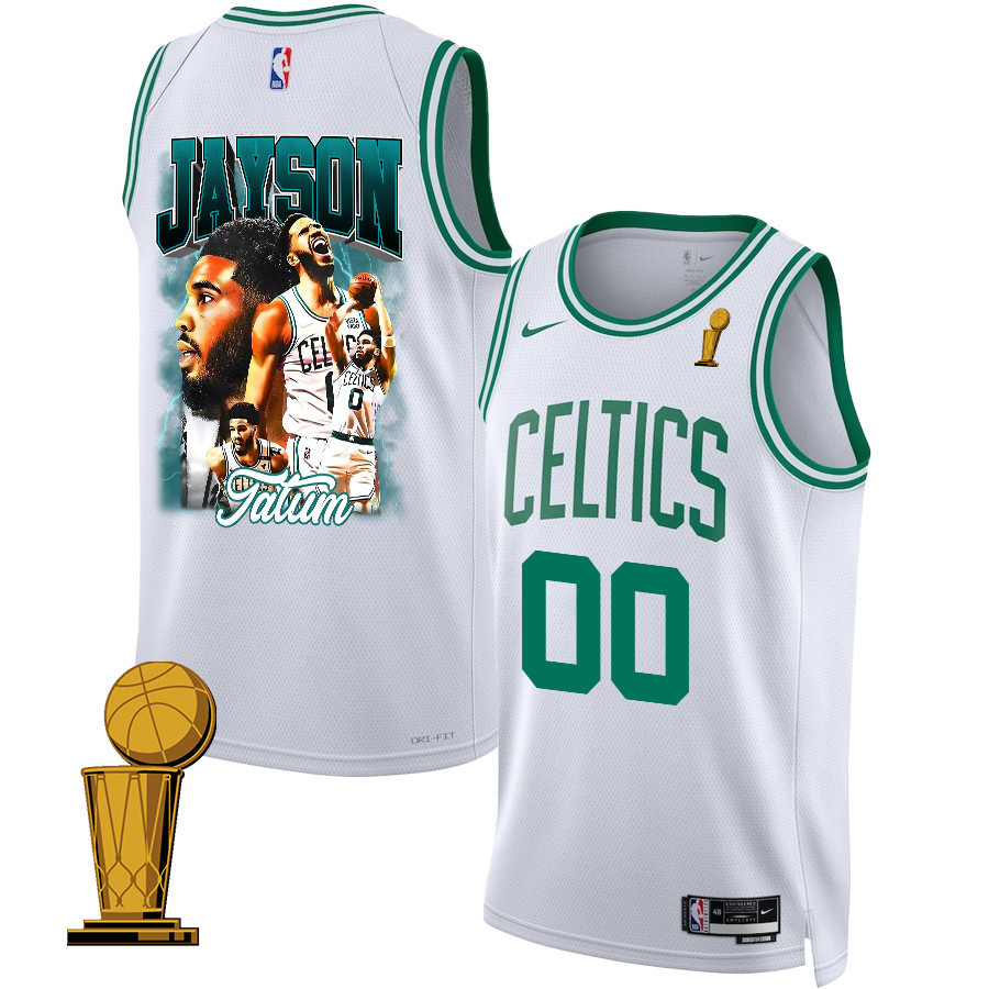 Jayson Tatum 0 Boston Celtics 2024 Legacy of The Legend Swingman Jersey - Final Champions Patch - White - JS268