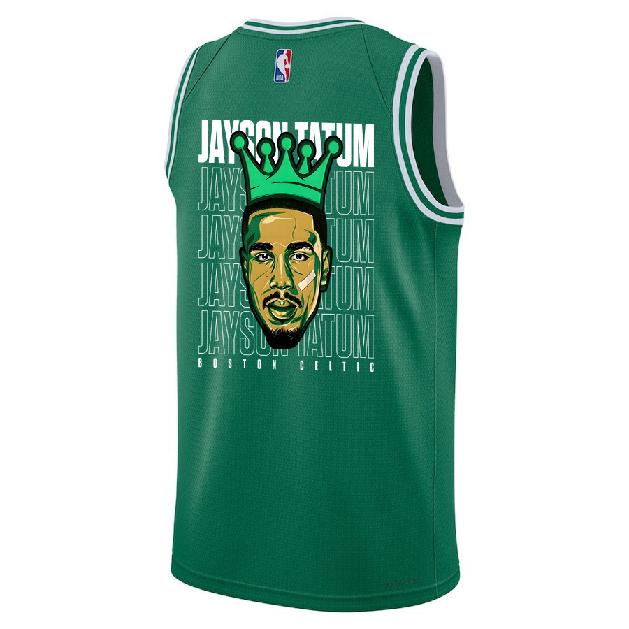 Alternative view of Jayson Tatum 0 Boston Celtics 2024 The King Of Champions Icon Edition Jersey - Finals Champions Patch - Green - JS511