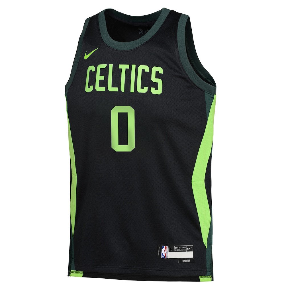 Alternative view of Jayson Tatum 0 Boston Celtics 2024/25 Swingman Player YOUTH Jersey - City Edition - Black - JS563