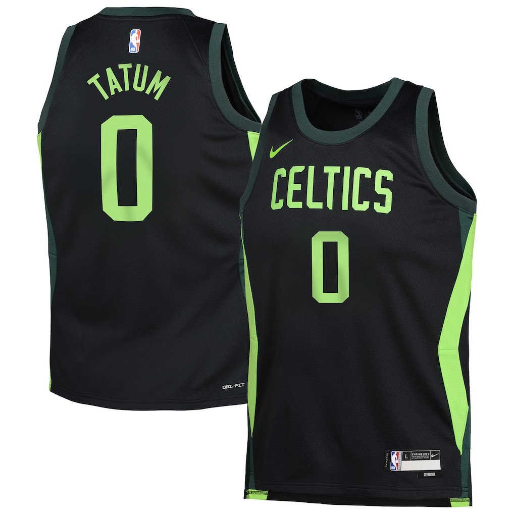 Jayson Tatum 0 Boston Celtics 2024/25 Swingman Player YOUTH Jersey - City Edition - Black - JS563
