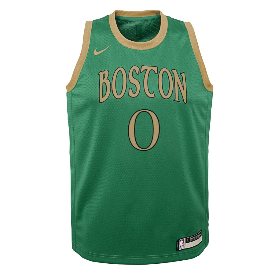 Alternative view of Jayson Tatum Boston Celtics Youth Swingman Jersey Green - City Edition