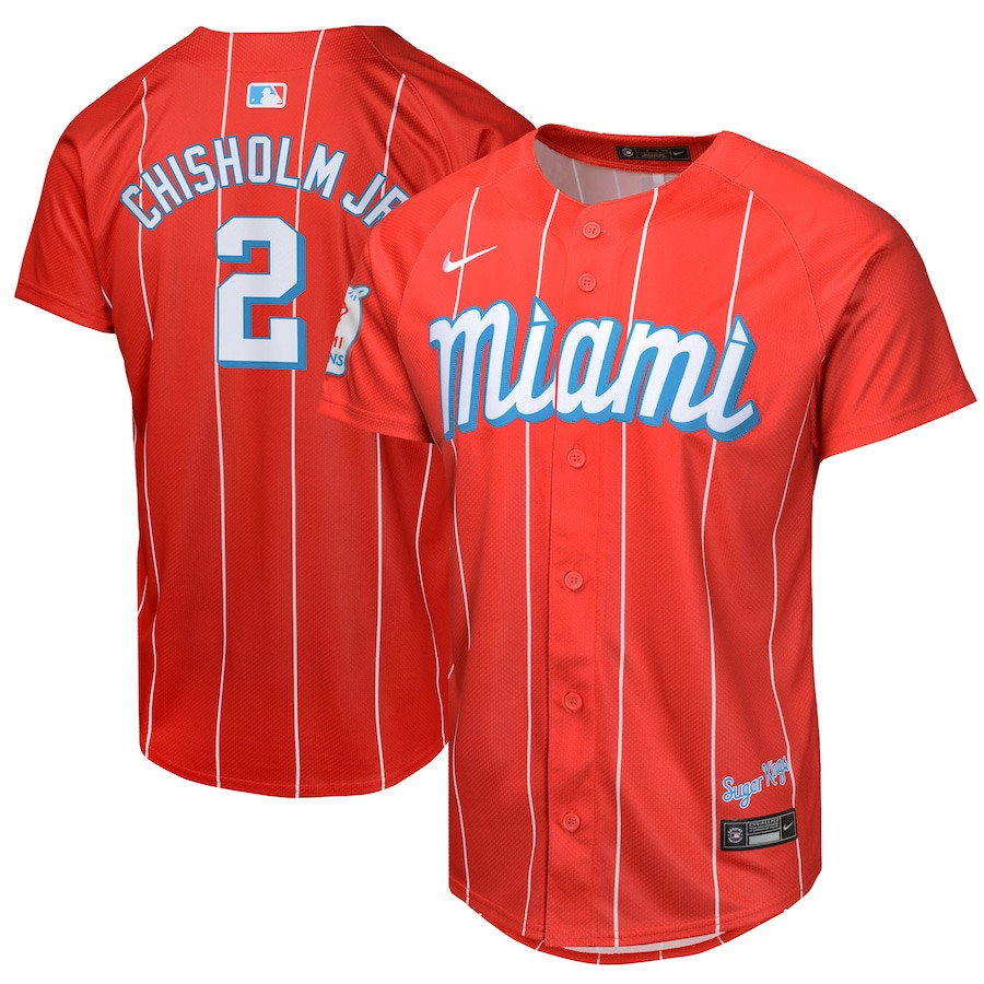 Jazz Chisholm Jr. 2 Miami Marlins City Connect Limited YOUTH Jersey - Red 