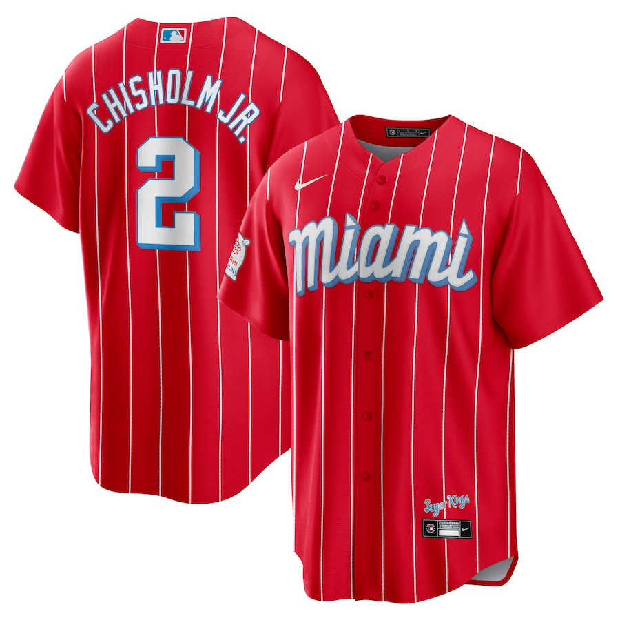 Jazz Chisholm Jr. 2 Miami Marlins City Connect Men Jersey - Red 