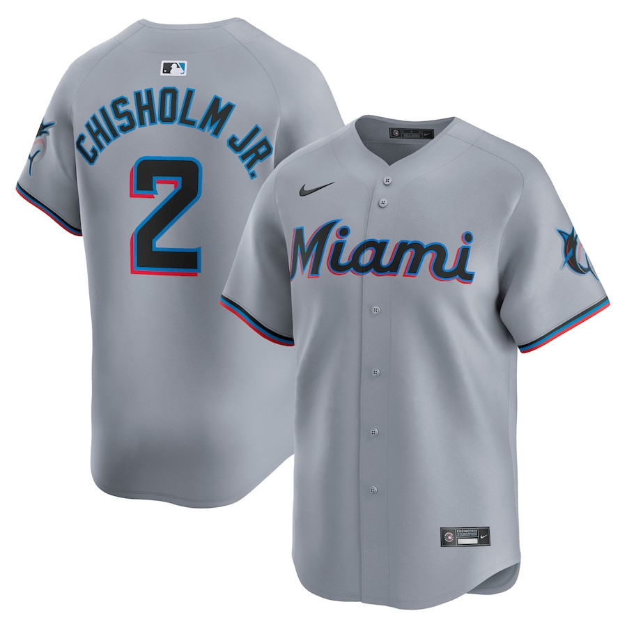 Jazz Chisholm Jr. 2 Miami Marlins Road Limited Men Jersey - Gray 