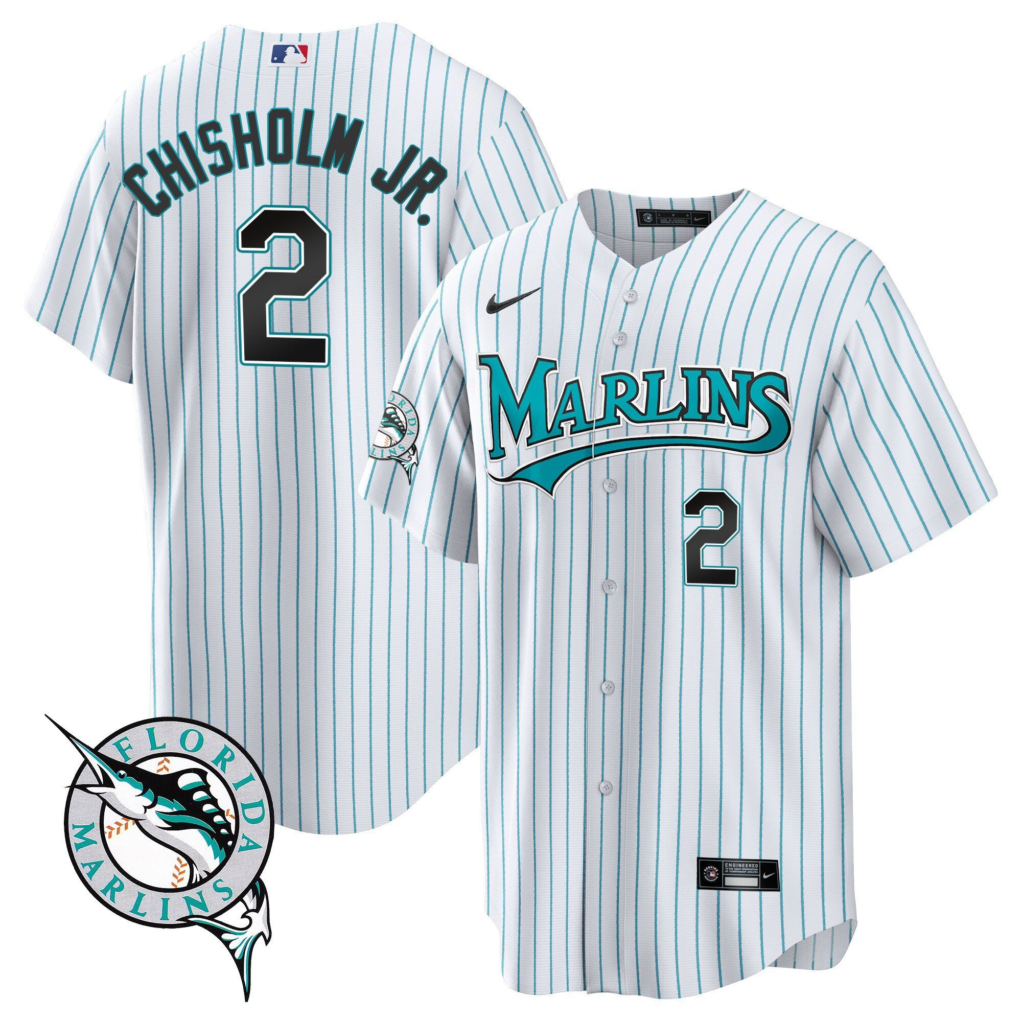 Jazz Chisholm Jr. 2 Miami Marlins Throwback Men Jersey - White 