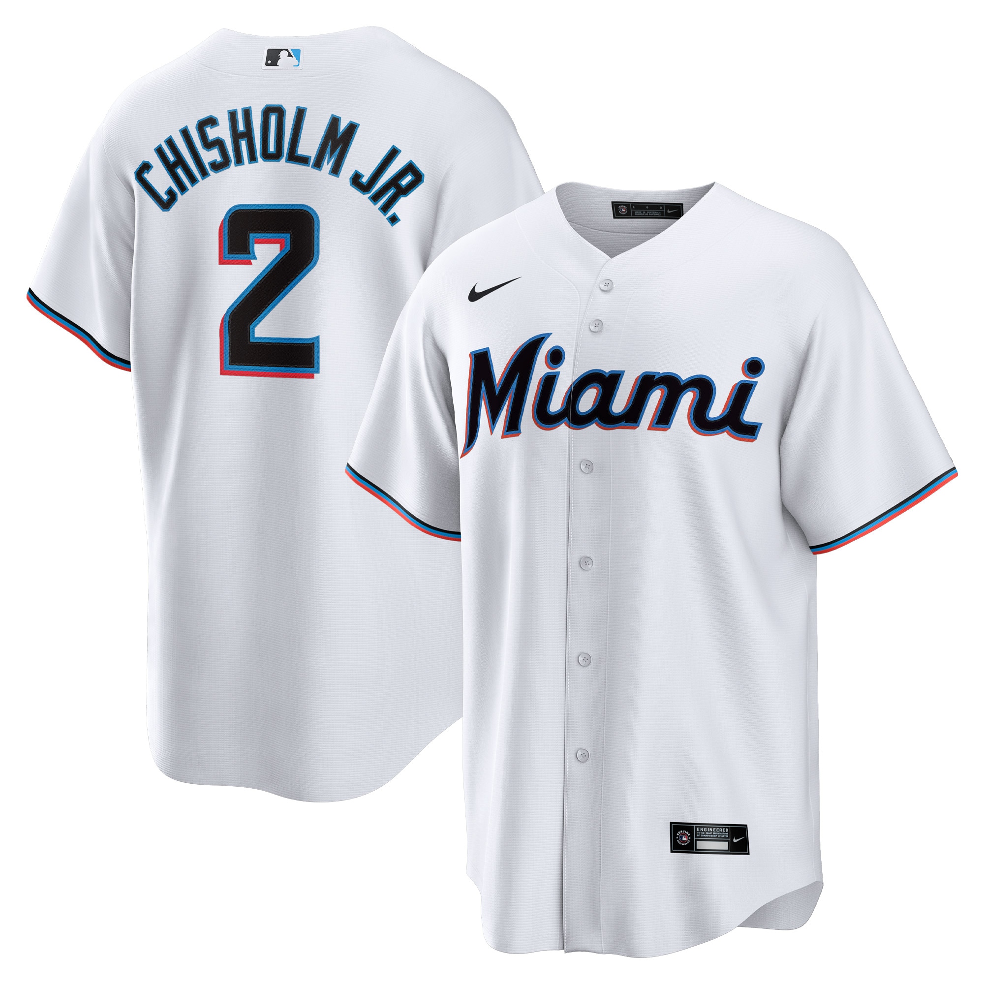 Alternative view of Jazz Chisholm Jr. Miami Marlins Home Replica Player Jersey – White