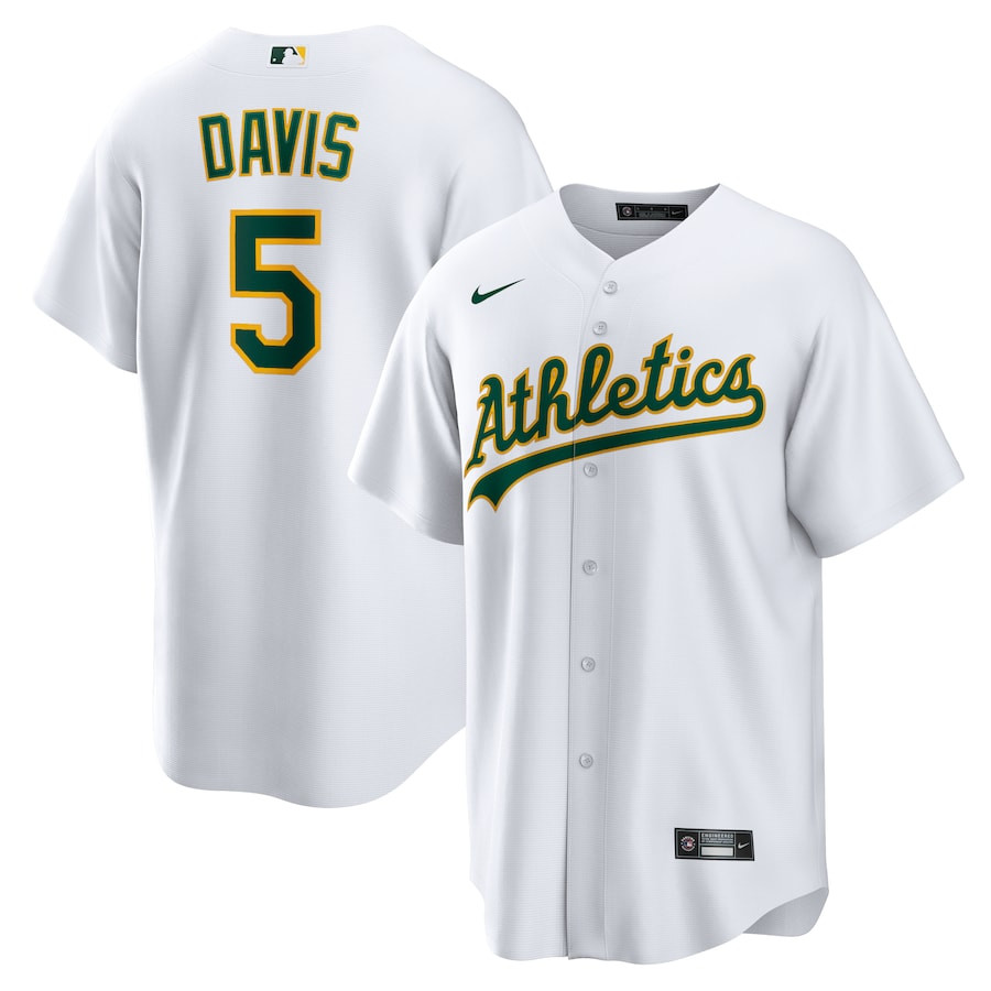 JD Davis 5 Oakland Athletics Home Men Jersey - White 