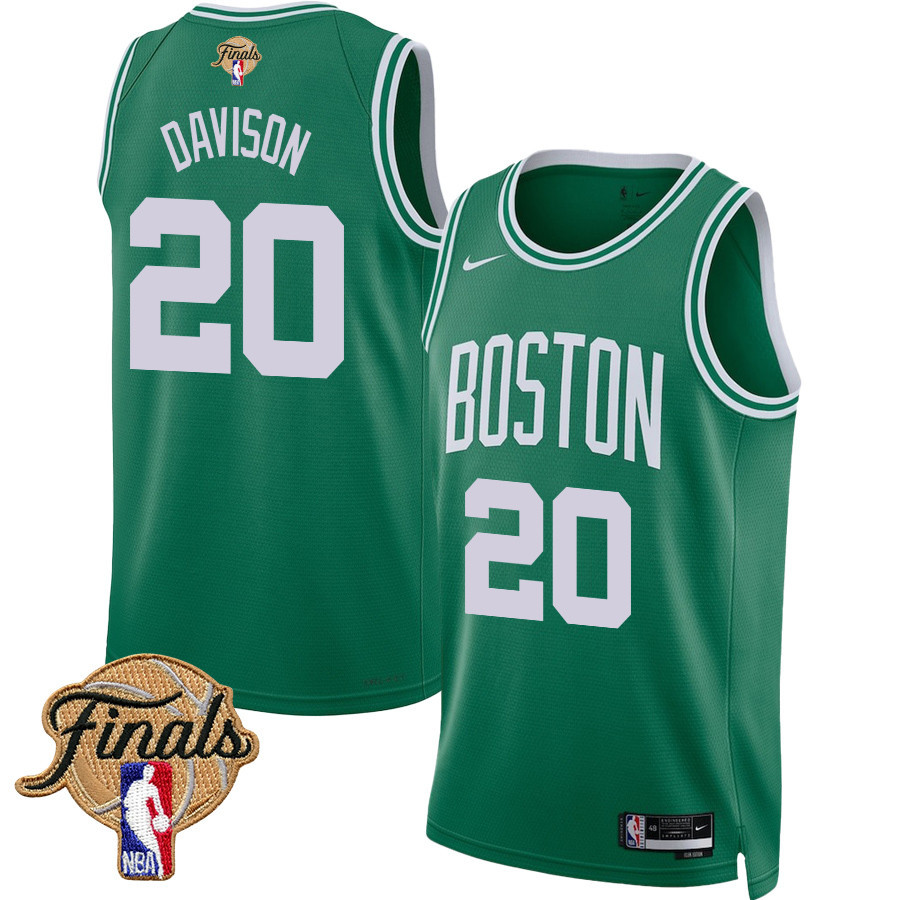JD Davison 20 Boston Celtics 2024 FINALS PATCH Icon Edition Jersey - Kelly Green - JS819