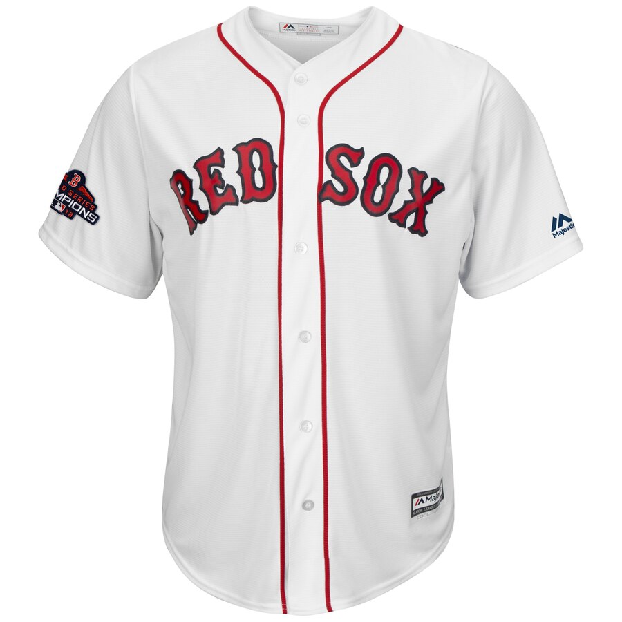 Alternative view of J.d. Martinez Boston Red Sox Majestic 2018 World Series Champions Team Logo Player Jersey – White