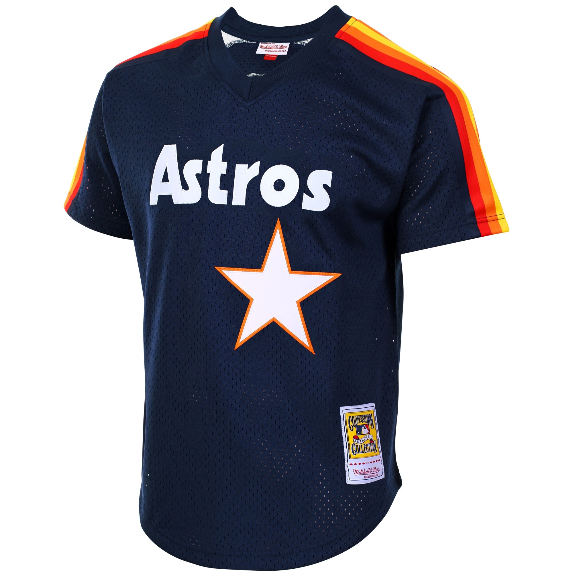 Alternative view of Jeff Bagwell Houston Astros Mitchell & Ness Cooperstown Mesh Batting Practice Jersey - Navy
