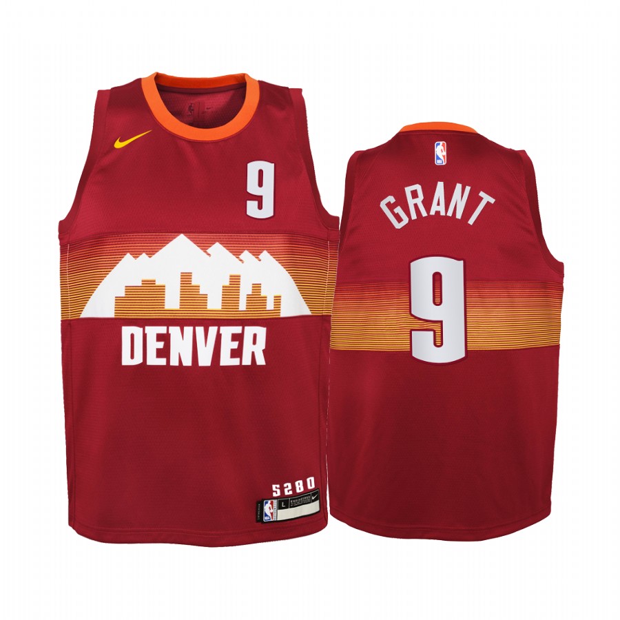 Jerami Grant Denver Nuggets 2020-21 City Red Youth Jersey - New Uniform