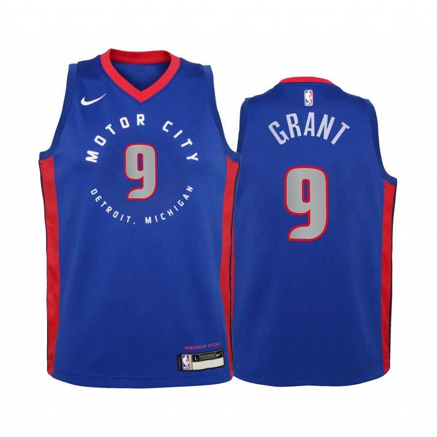 Jerami Grant Detroit Pistons 2020-21 City Blue Youth Jersey - New Uniform