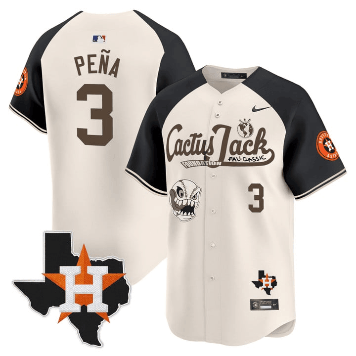 Jeremy Pena 3 Houston Astros Cactus Jack Foundation Fall Classic Limited Jersey - Men 