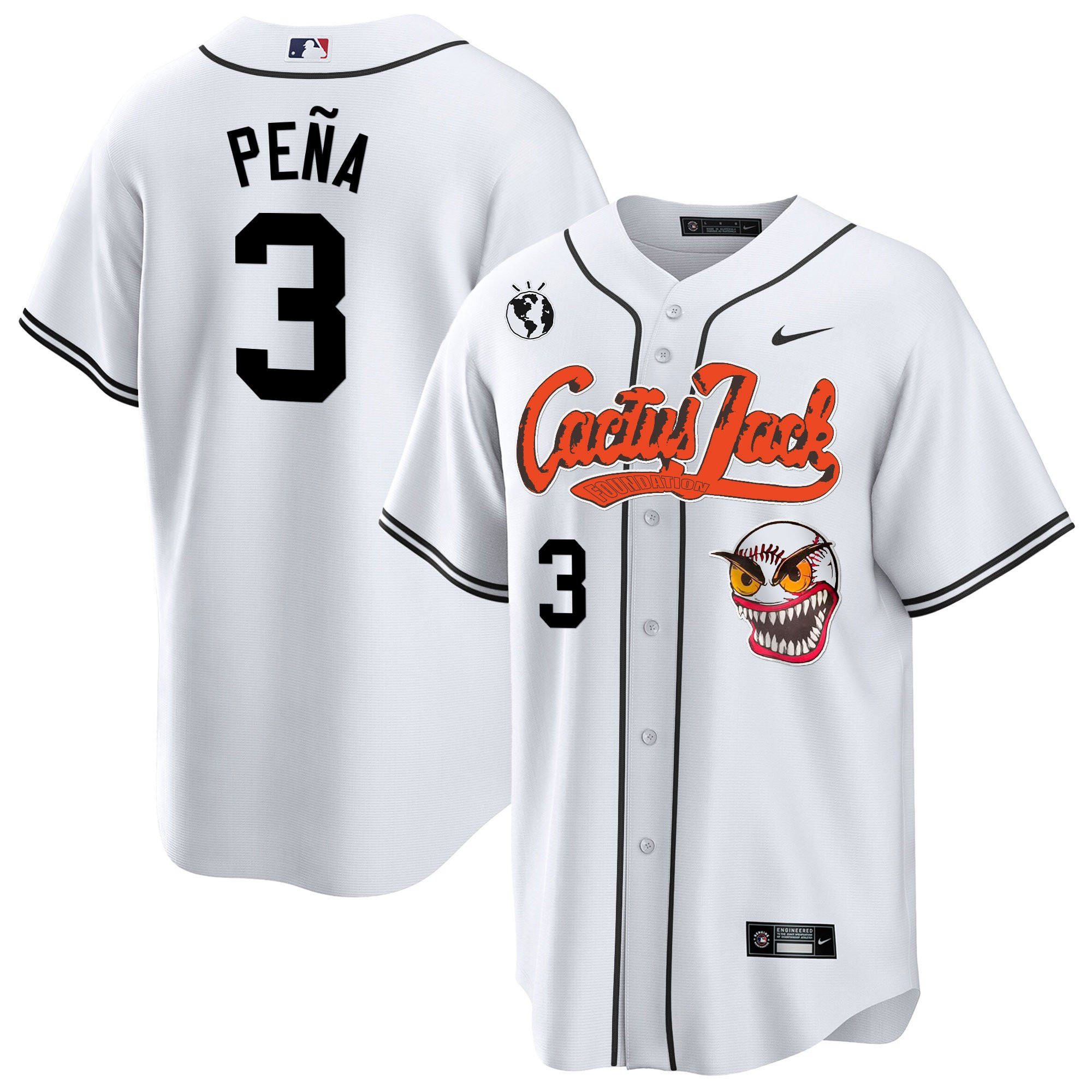 Jeremy Pena 3 Houston Astros Cactus Jack White Jersey - Men