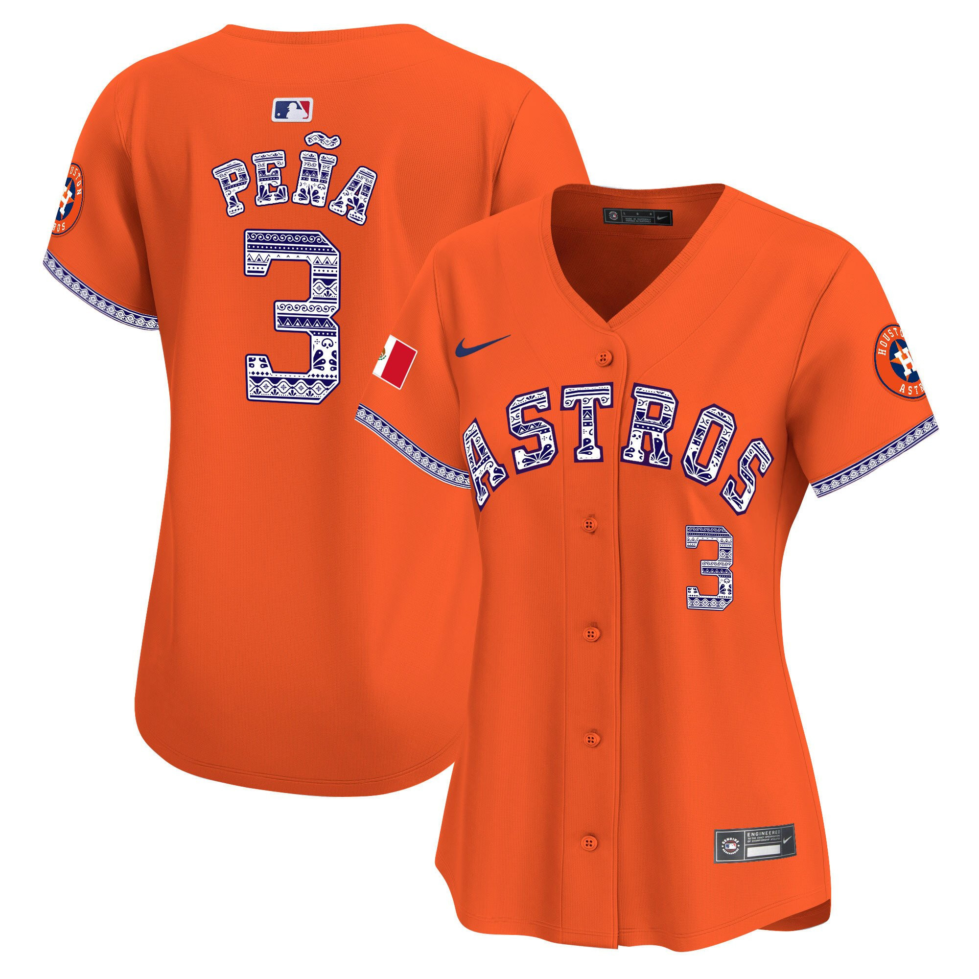 Jeremy Pena 3 Houston Astros Mexico Women Jersey - Orange 