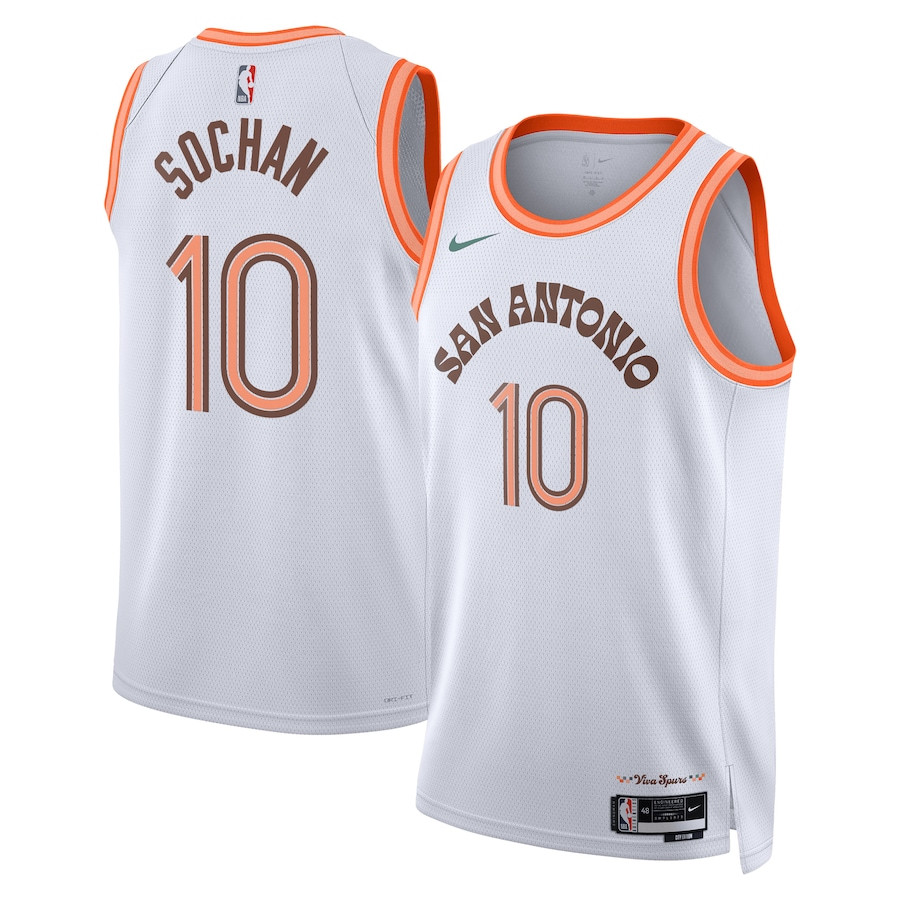 Jeremy Sochan 10 San Antonio Spurs 2023/24 City Edition Swingman Jersey - White - JS878 