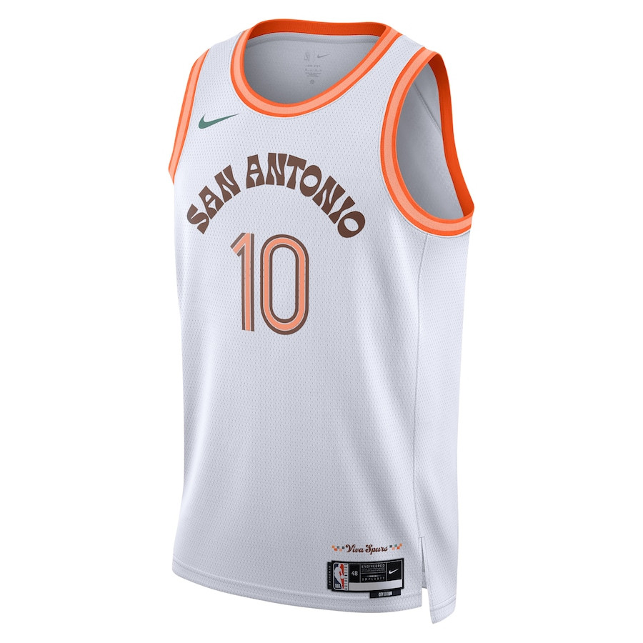 Alternative view of Jeremy Sochan 10 San Antonio Spurs 2023/24 City Edition Swingman Jersey - White - JS878 