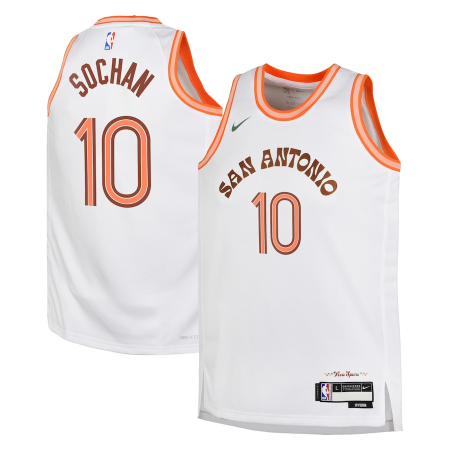 Jeremy Sochan 10 San Antonio Spurs 2023/24 City Edition Swingman YOUTH Jersey - White - JS271 