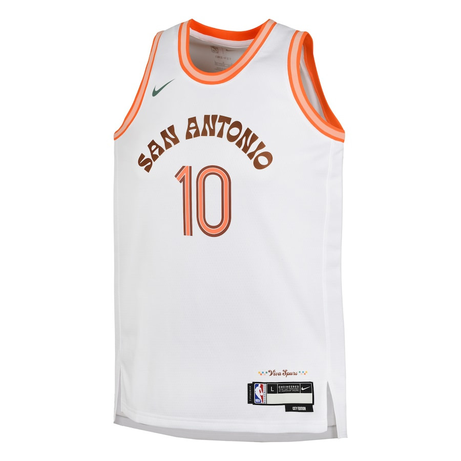 Alternative view of Jeremy Sochan 10 San Antonio Spurs 2023/24 City Edition Swingman YOUTH Jersey - White - JS271 